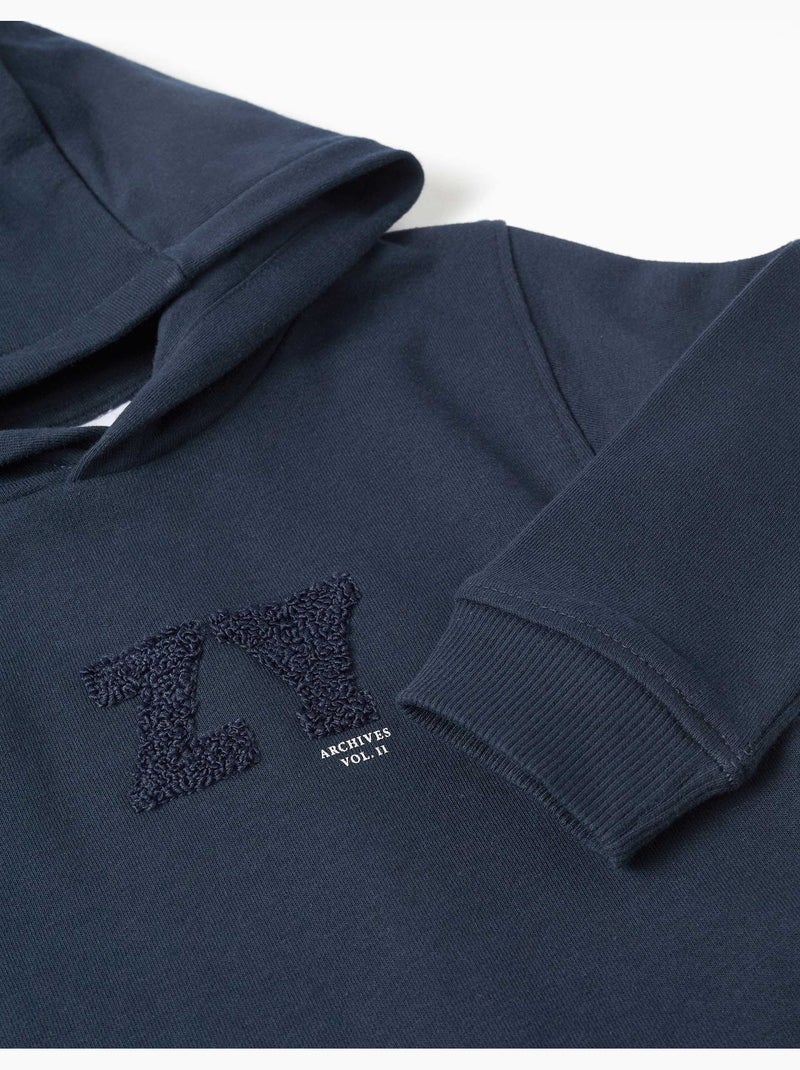 Felpa con cappuccio con ricamo bouclé ZY Blu Blu - Kiabi