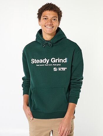 Felpa con cappuccio e scritta davanti e dietro