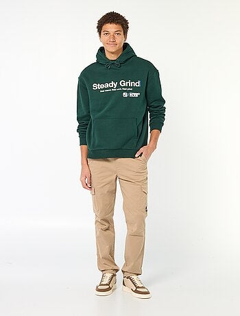 Felpa con cappuccio e scritta davanti e dietro