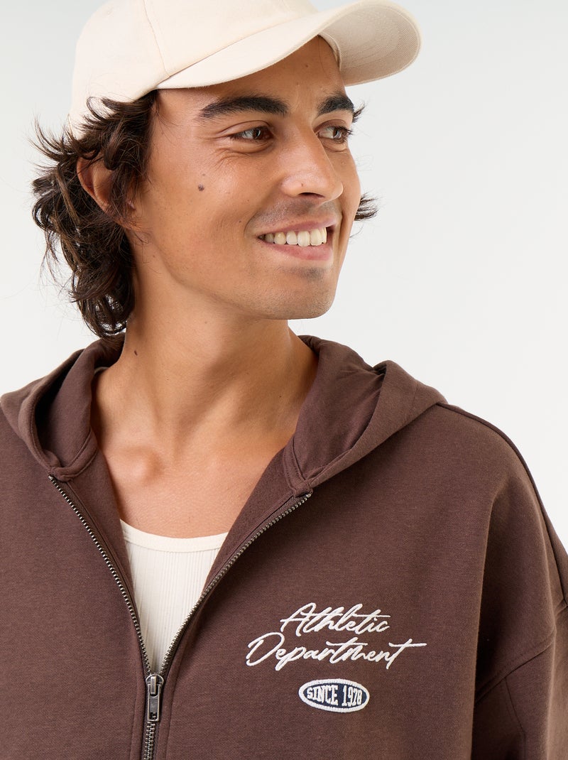 Felpa con cappuccio con scritta fronte/retro Marrone - Kiabi