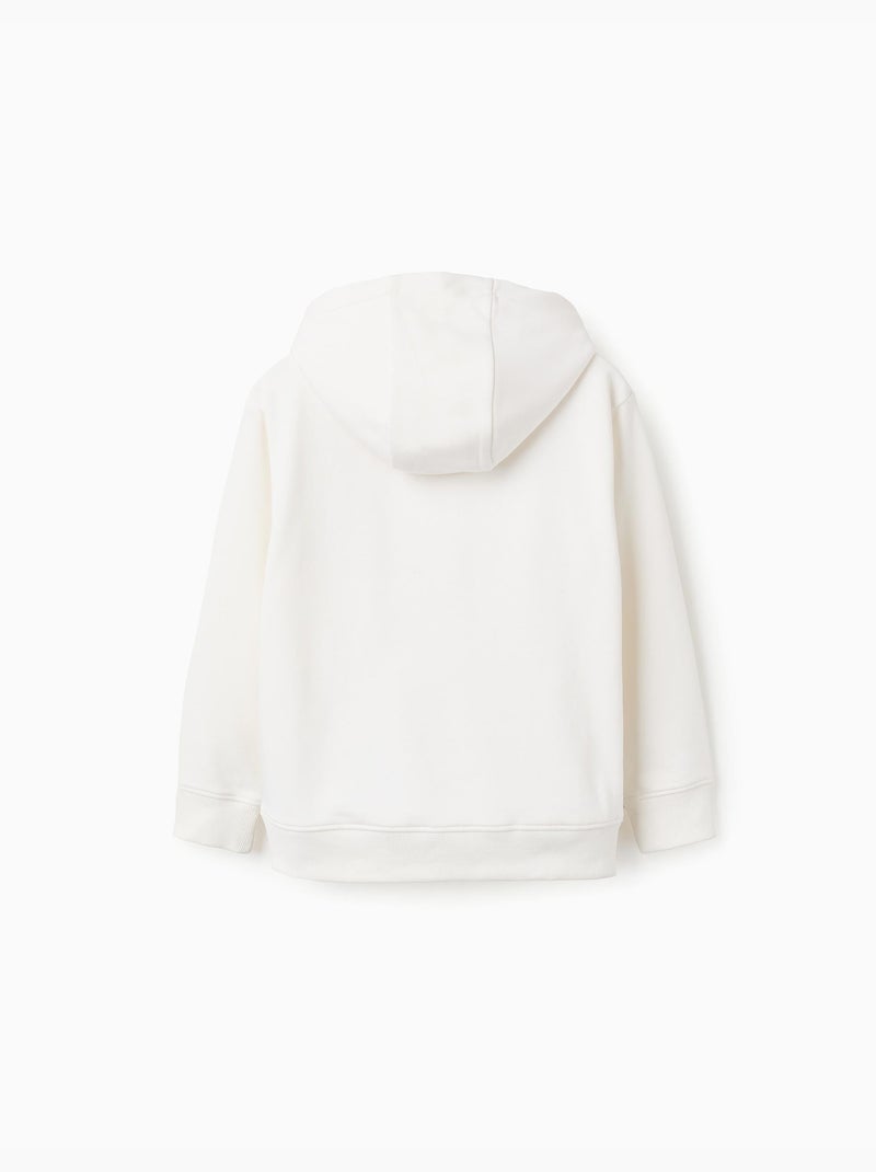 Felpa con cappuccio con stampa frontale e tasca Bianco - Kiabi