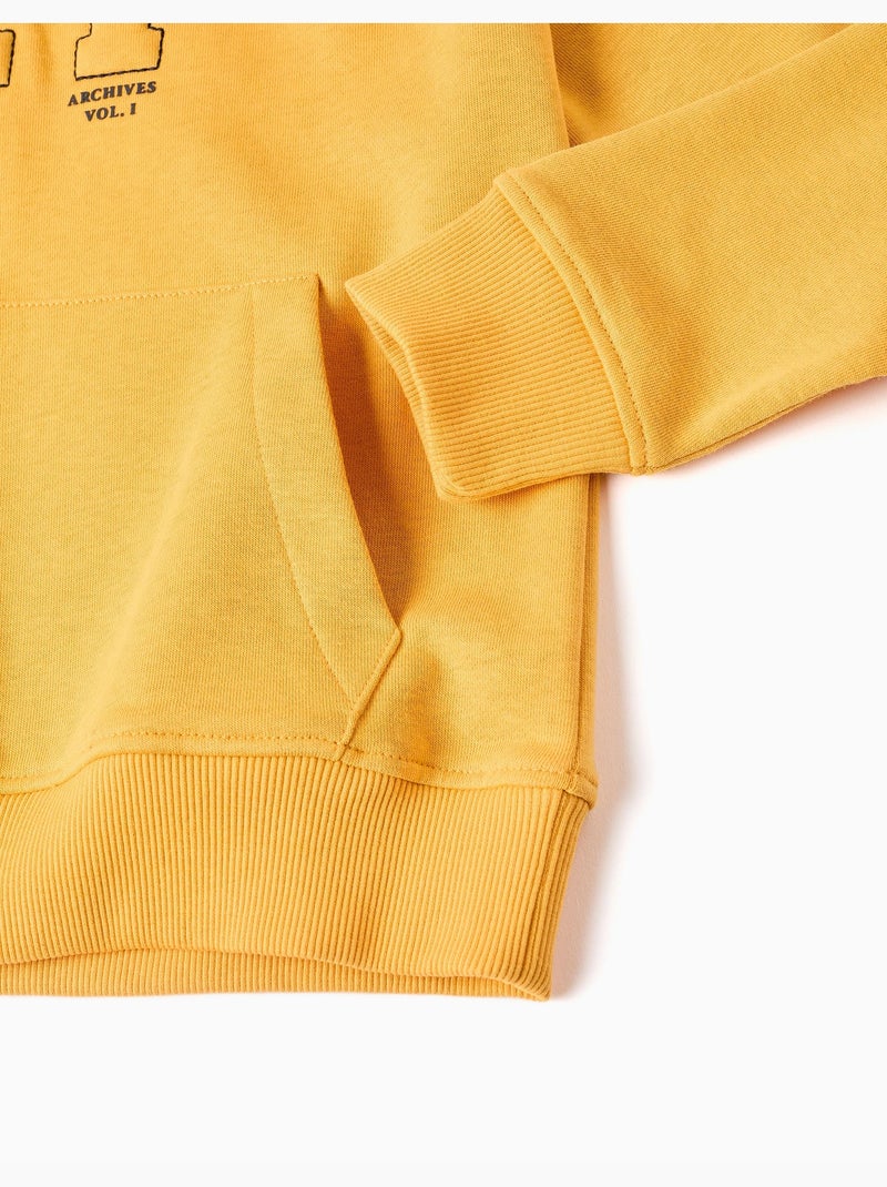 Felpa con cappuccio con stampa frontale e tasca Giallo - Kiabi