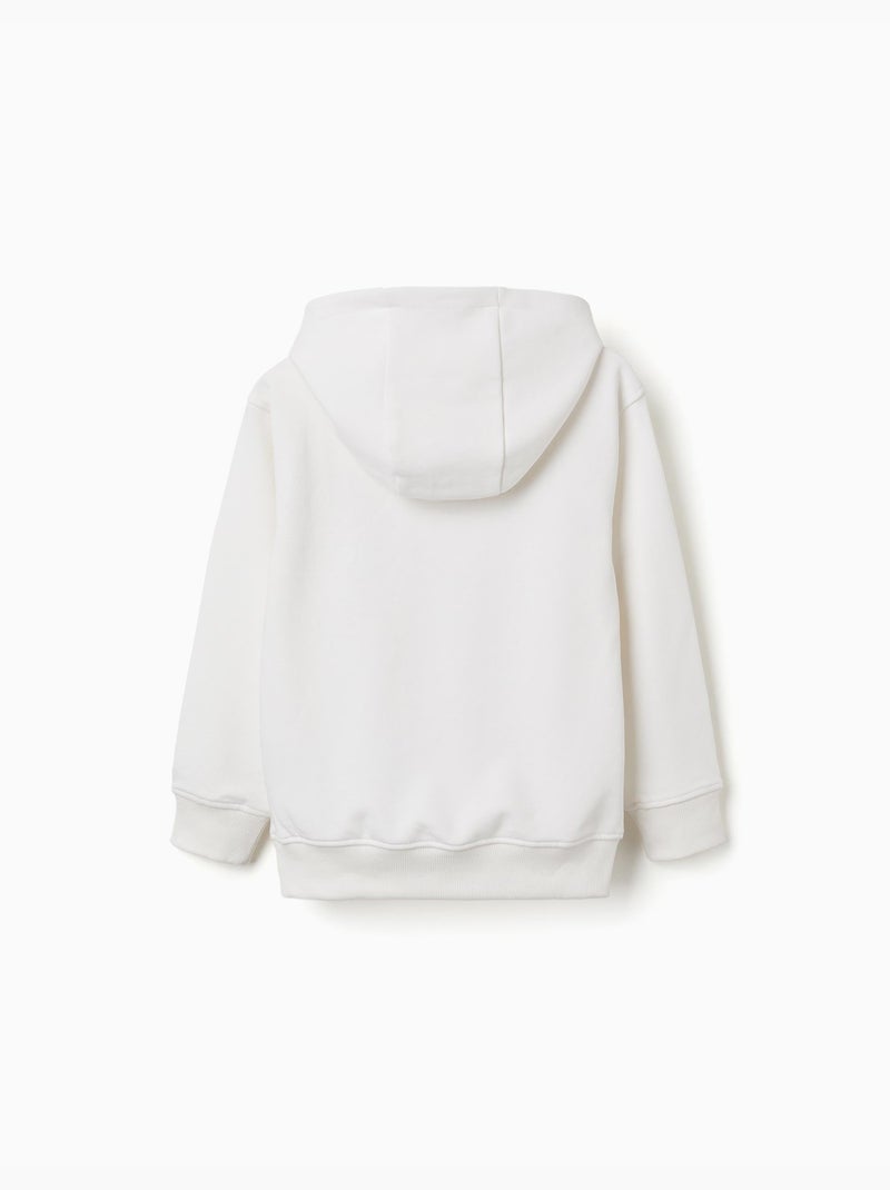 Felpa con cappuccio con stampa in rilievo ZY Bianco - Kiabi