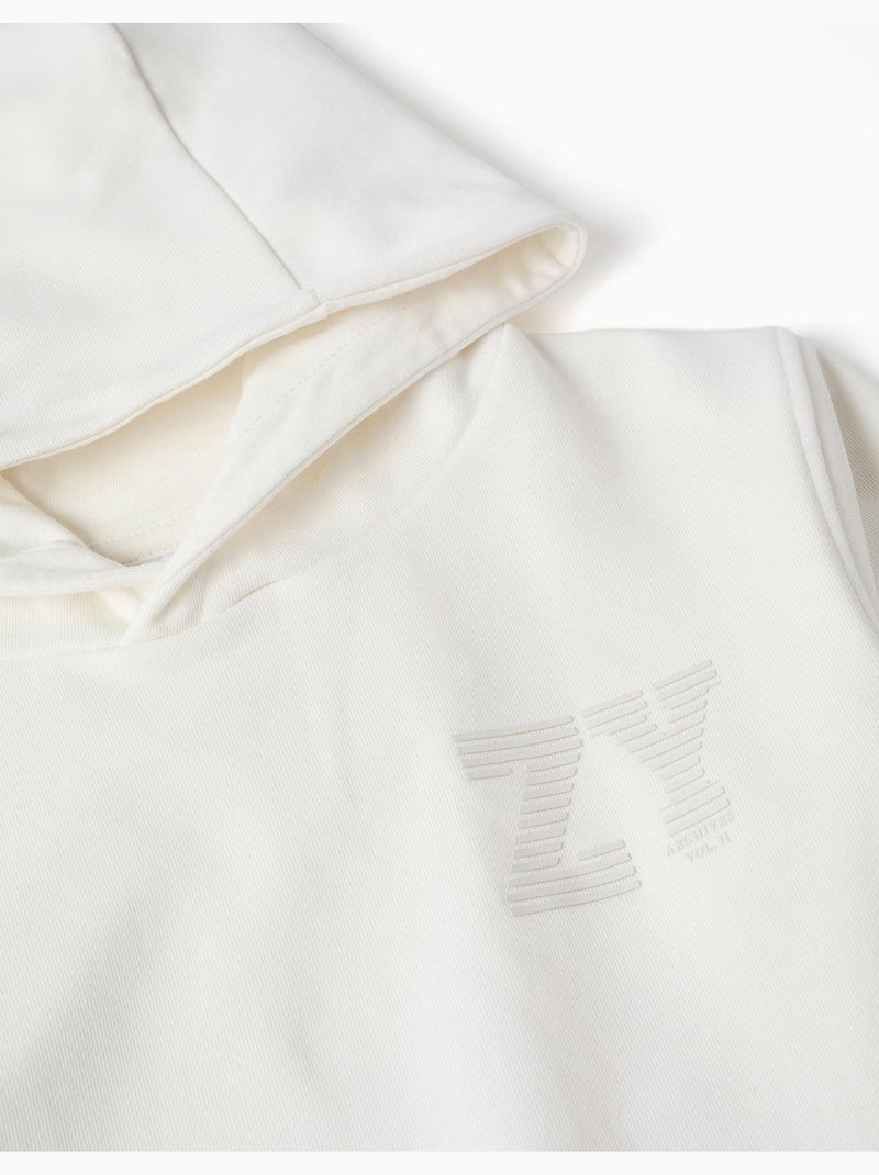Felpa con cappuccio con stampa in rilievo ZY Bianco - Kiabi