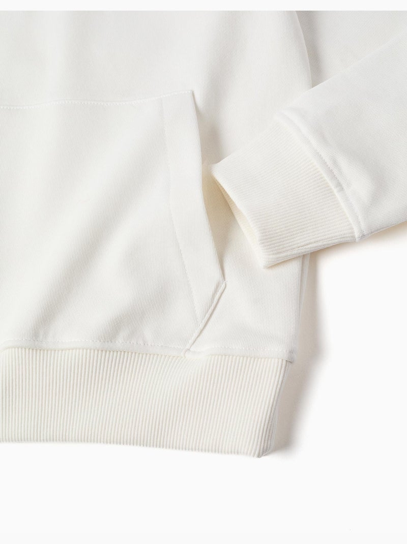 Felpa con cappuccio con stampa in rilievo ZY Bianco - Kiabi