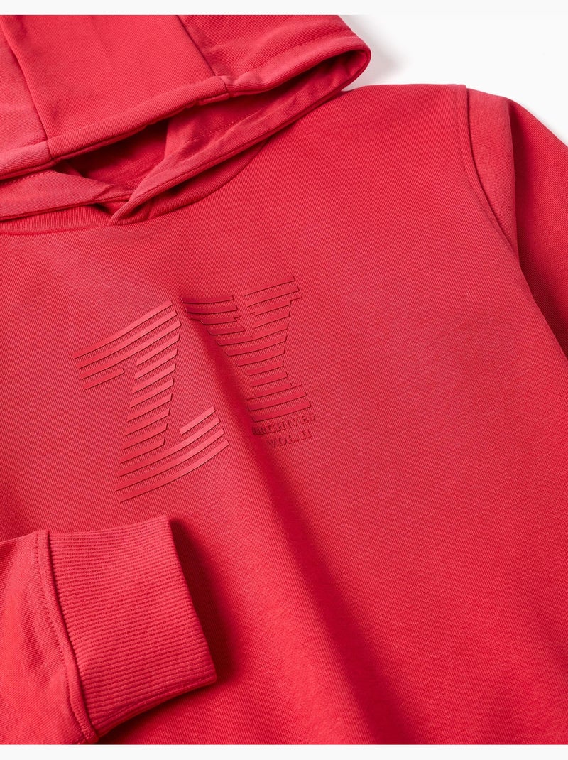 Felpa con cappuccio con stampa in rilievo ZY Rosso - Kiabi