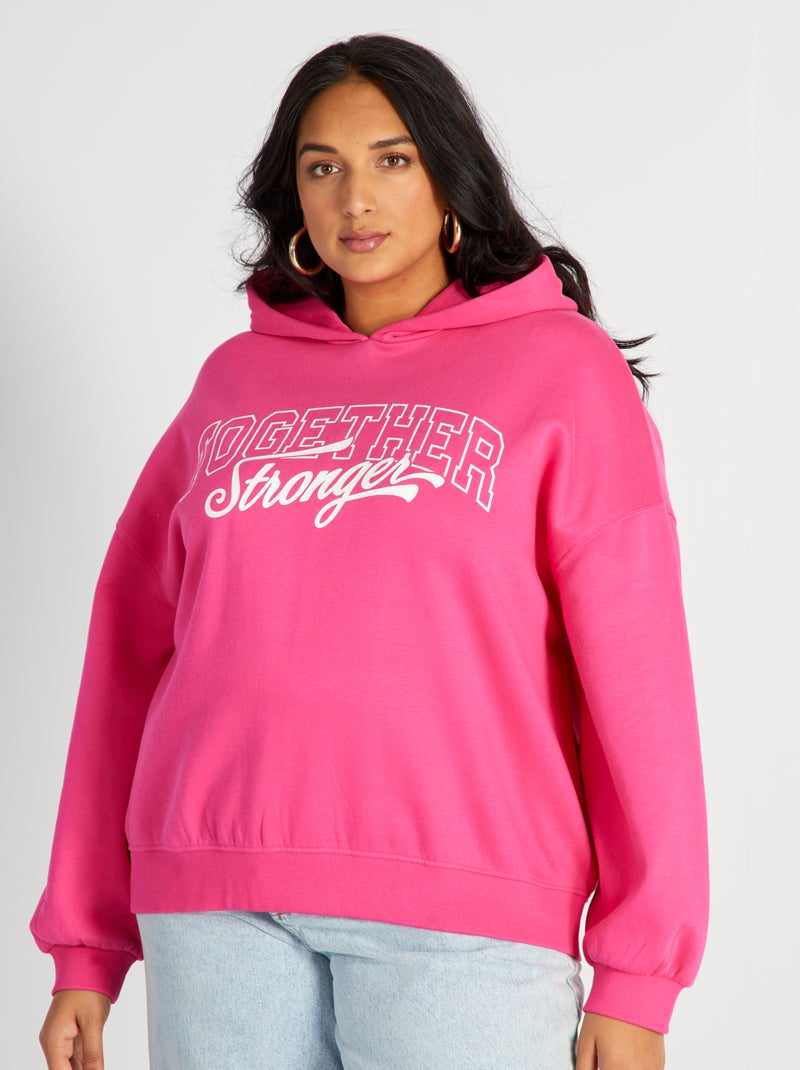 Felpa con cappuccio con stampa ROSA - Kiabi