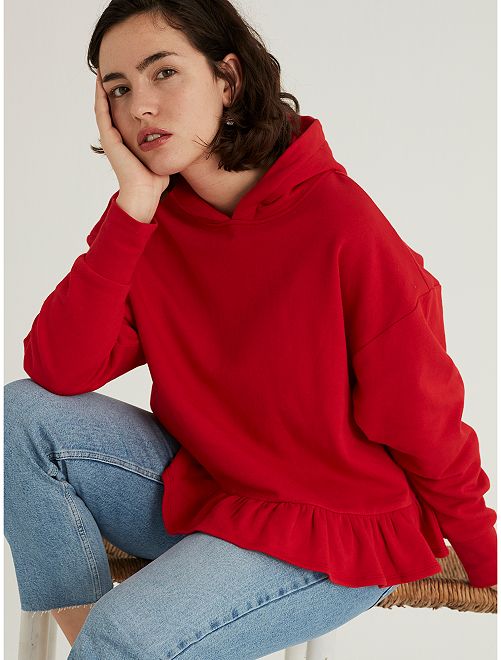 Felpa con cappuccio con volant - rosso - Kiabi - 15.00€