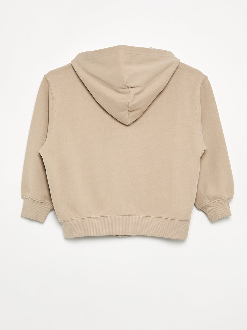 Felpa con cappuccio con zip Beige - Kiabi