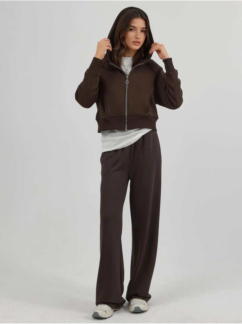 Felpa con cappuccio con zip dal taglio relaxed hiccup Marrone scuro - Kiabi