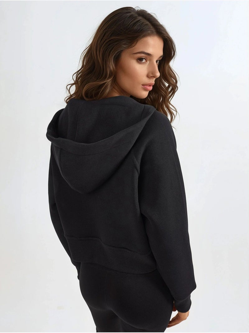 Felpa con cappuccio con zip dal taglio relaxed hiccup Nero - Kiabi
