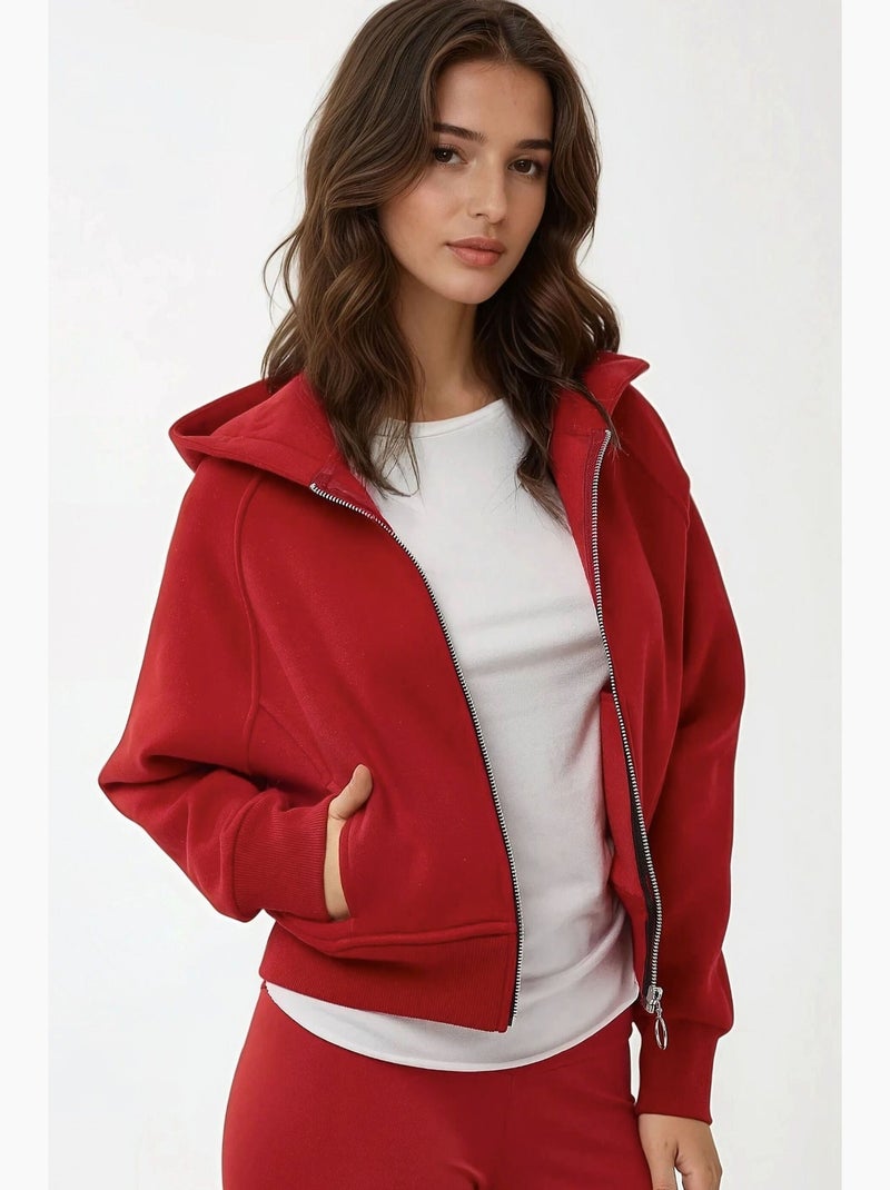 Felpa con cappuccio con zip dal taglio relaxed hiccup Rosso - Kiabi
