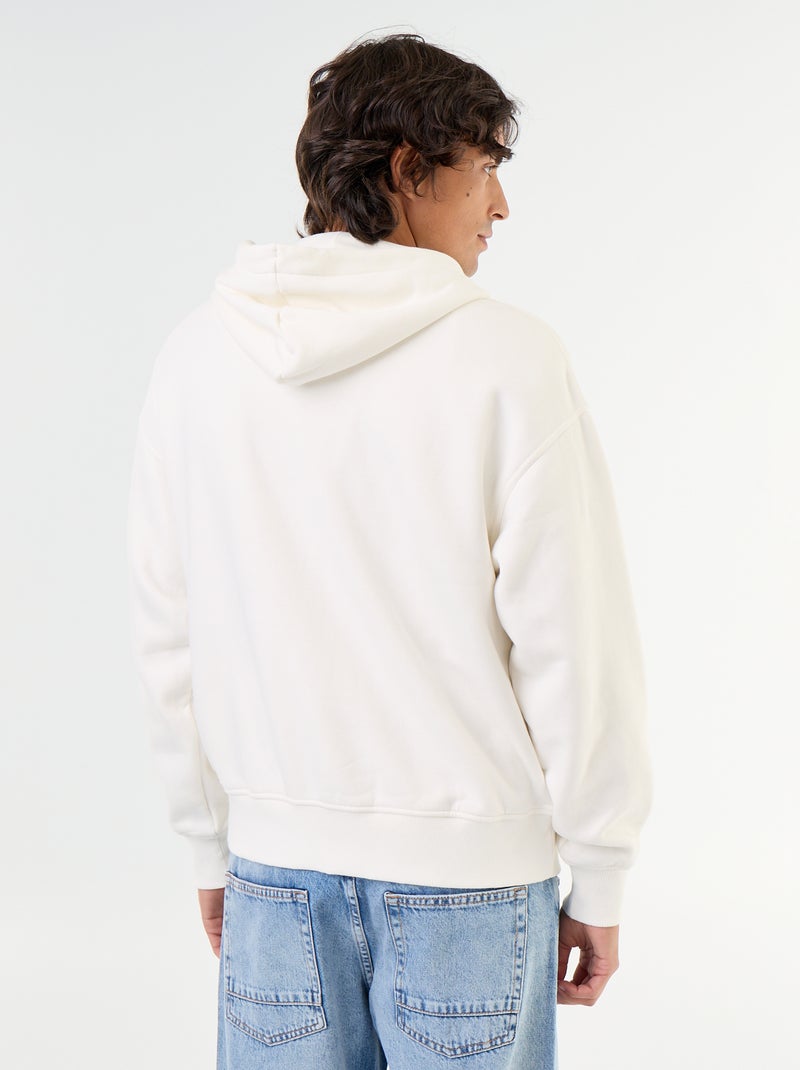 felpa con cappuccio con zip tinta unita Bianco - Kiabi