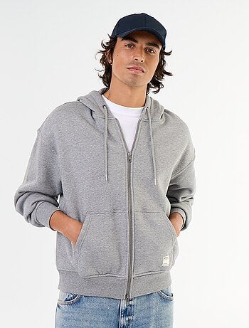 felpa con cappuccio con zip tinta unita