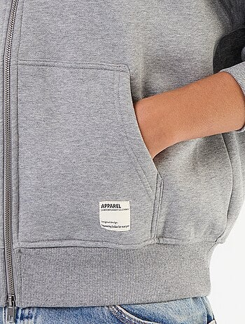 felpa con cappuccio con zip tinta unita