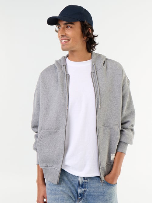 felpa con cappuccio con zip tinta unita - Kiabi