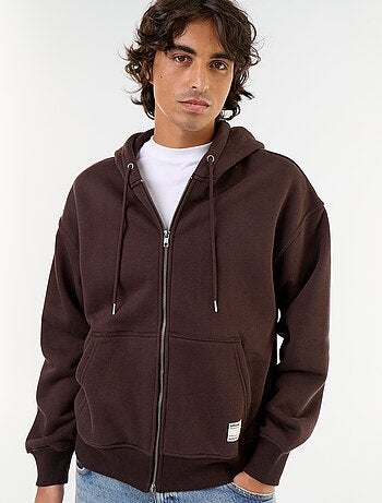 felpa con cappuccio con zip tinta unita