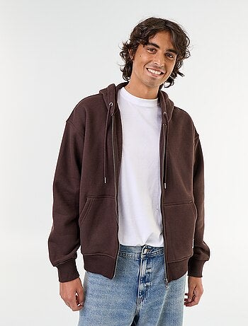 felpa con cappuccio con zip tinta unita