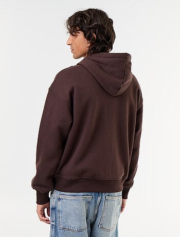 felpa con cappuccio con zip tinta unita
