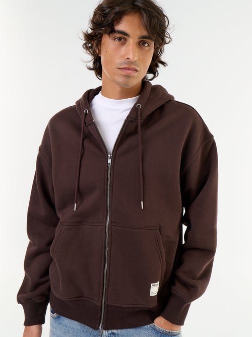 felpa con cappuccio con zip tinta unita - Kiabi