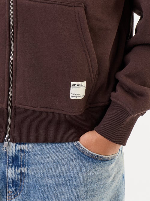 felpa con cappuccio con zip tinta unita - Kiabi