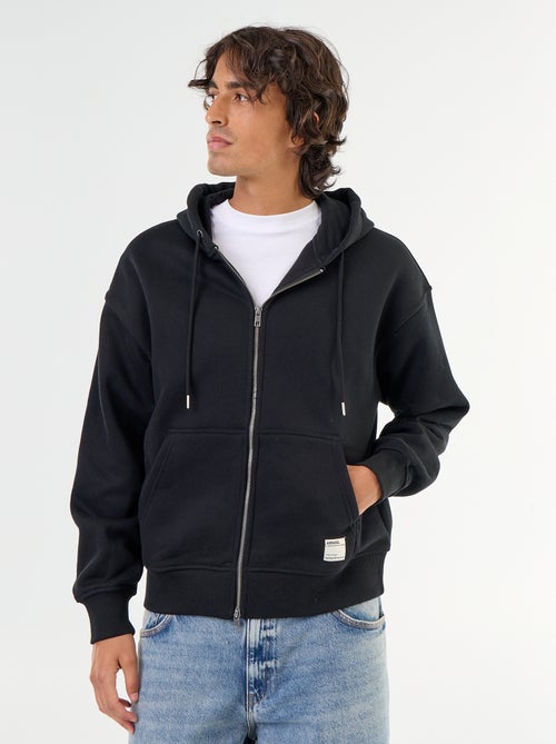 felpa con cappuccio con zip tinta unita - Kiabi