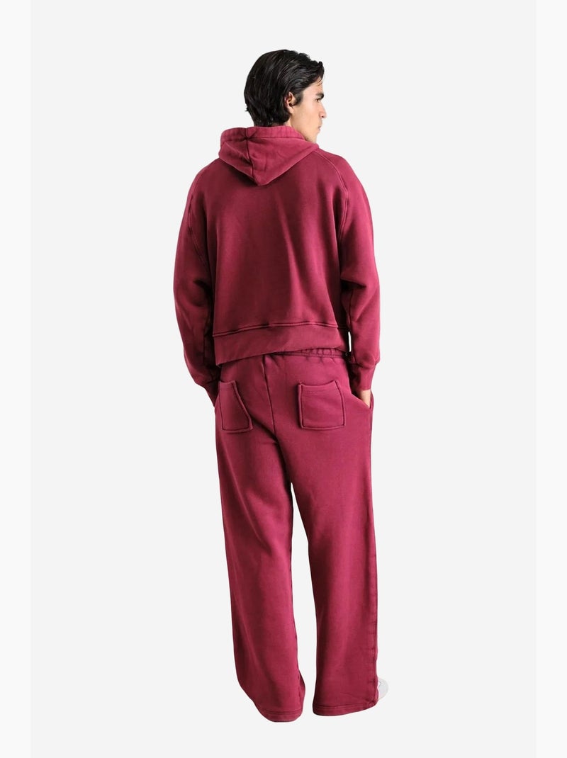 Felpa con cappuccio, coulisse e tasca giesto Rosso bordeaux - Kiabi