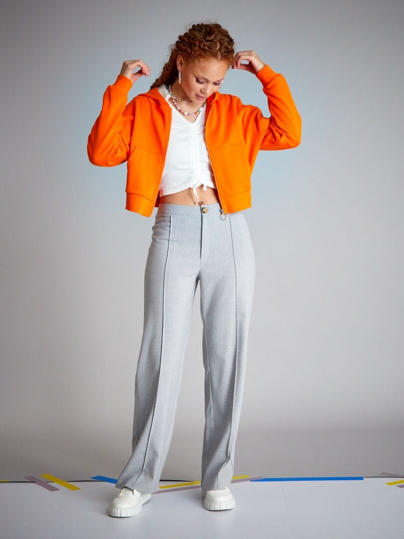 Felpa con cappuccio crop top arancio - Kiabi