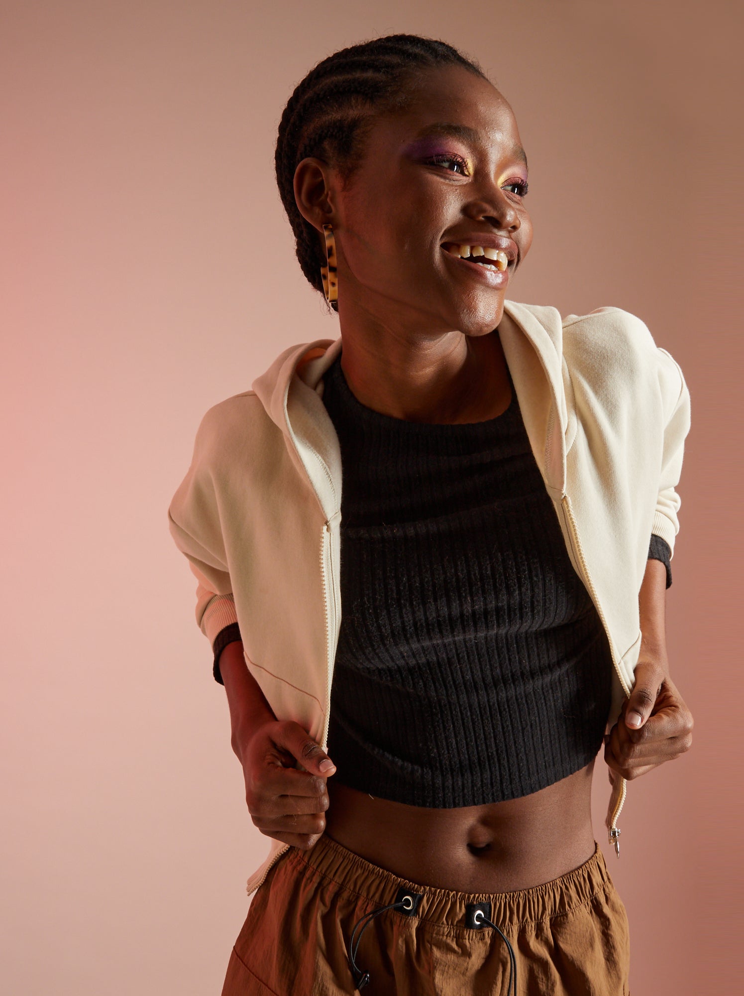 Completo Sportivo Bambina - Felpa Con Cappuccio, Crop Top E Pantaloncini