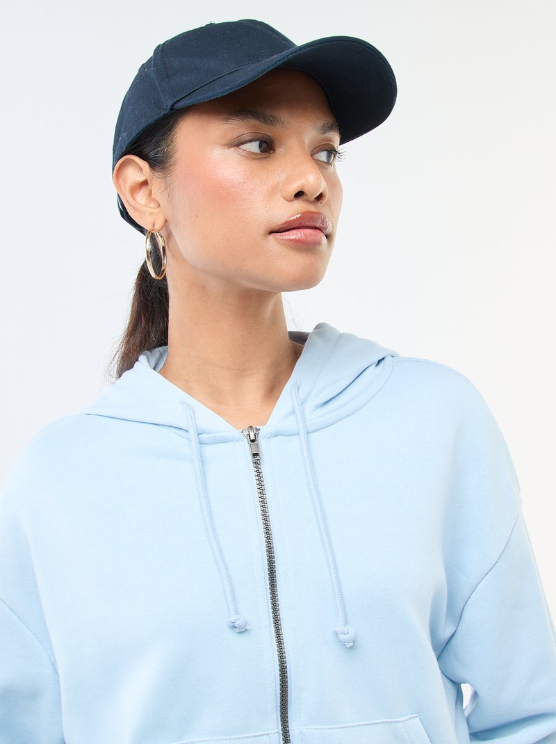 Felpa con cappuccio crop top Blu - Kiabi