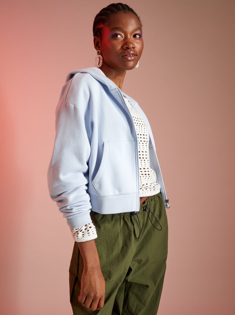 Felpa con cappuccio crop top grigio blu - Kiabi