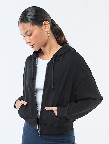 Felpa con cappuccio crop top