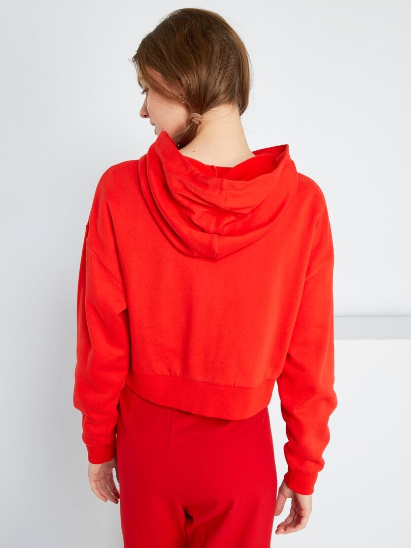 Felpa con cappuccio crop top rosso - Kiabi