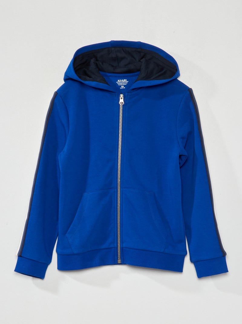 Felpa con cappuccio e banda tricolore BLU - Kiabi