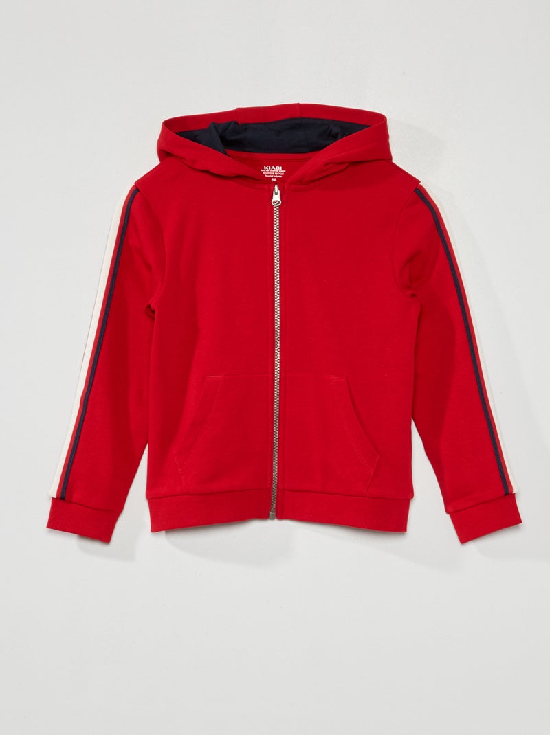 Felpa con cappuccio e banda tricolore ROSSO - Kiabi