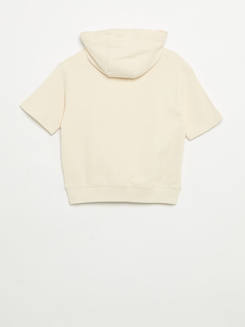 Felpa con cappuccio e maniche corte Bianco Ecru - Kiabi
