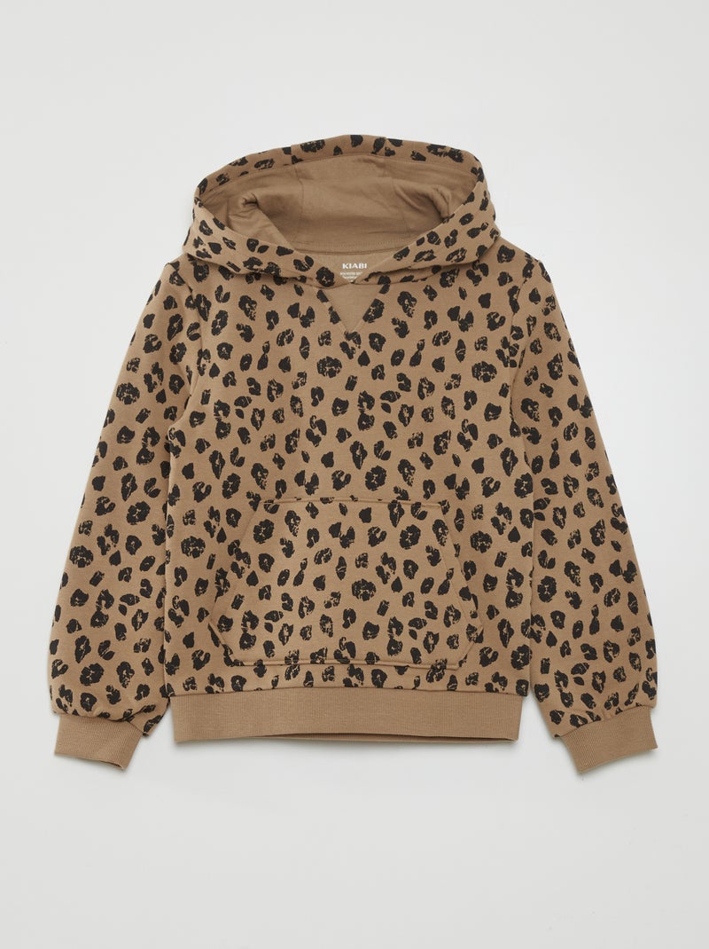 Felpa con cappuccio e motivo leopardato BEIGE - Kiabi