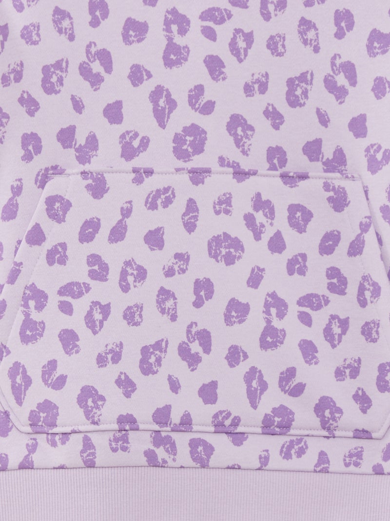 Felpa con cappuccio e motivo leopardato VIOLA - Kiabi
