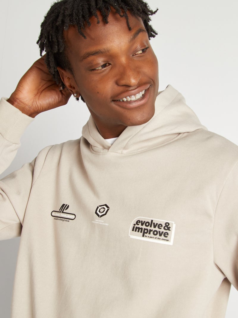 Felpa con cappuccio e scritta BEIGE - Kiabi