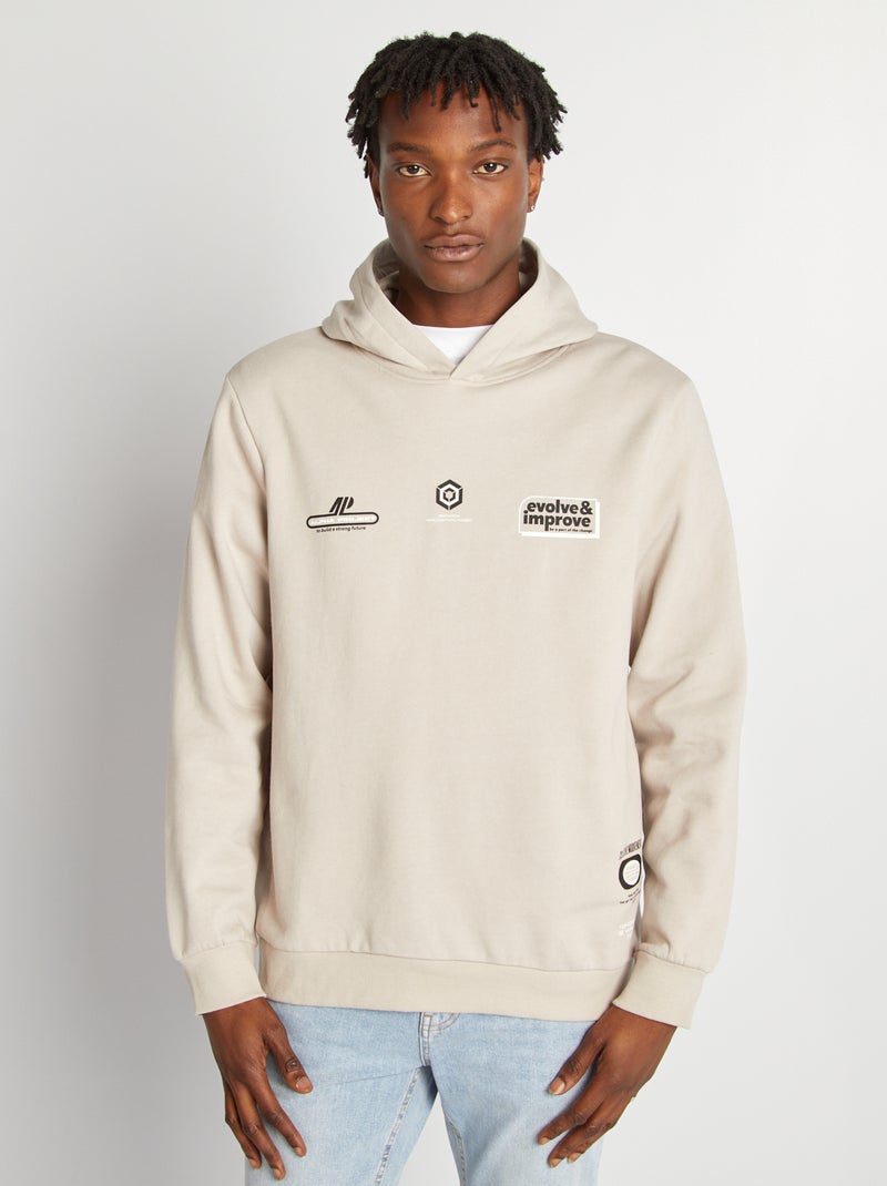 Felpa con cappuccio e scritta BEIGE - Kiabi