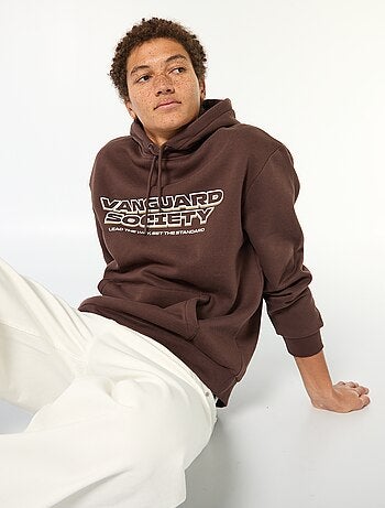 Felpa con cappuccio e scritta davanti e dietro