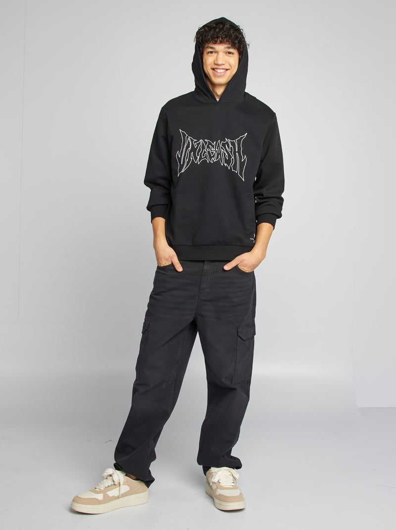 Felpa con cappuccio e scritta NERO - Kiabi