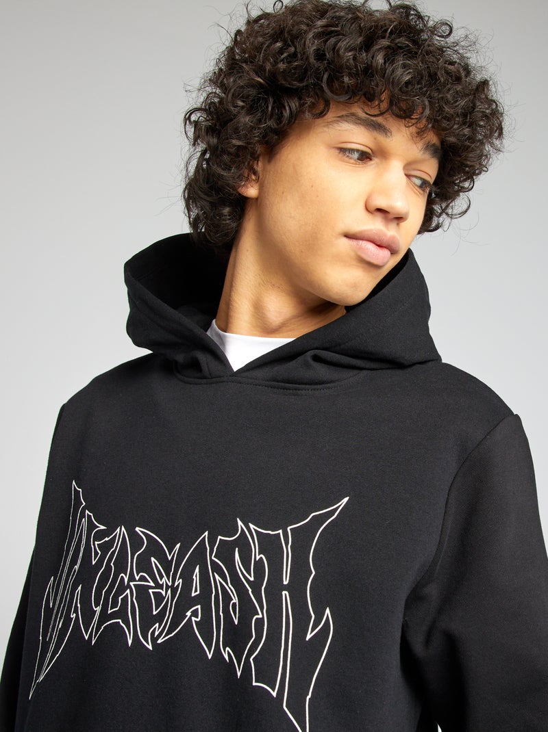 Felpa con cappuccio e scritta NERO - Kiabi