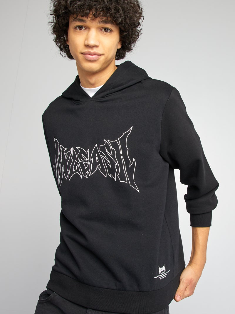 Felpa con cappuccio e scritta NERO - Kiabi