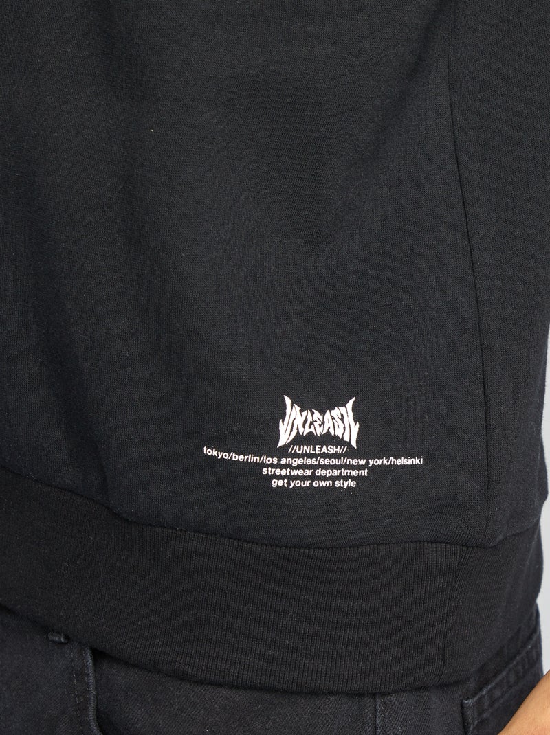 Felpa con cappuccio e scritta NERO - Kiabi