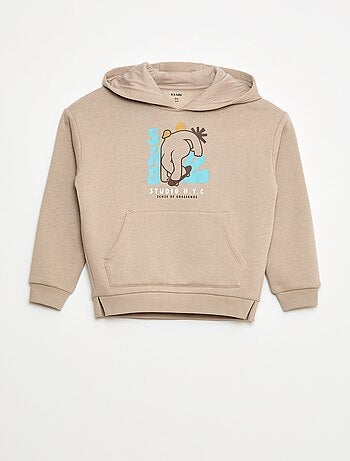 Felpa con cappuccio e stampa skate