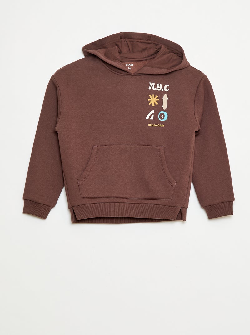 Felpa con cappuccio e stampa skate Marrone - Kiabi