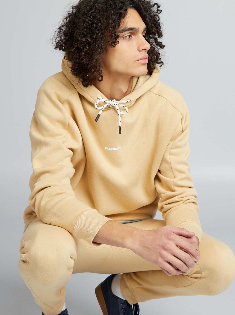 Felpa con cappuccio e tasche applicate BEIGE - Kiabi
