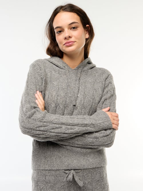 Felpa con cappuccio e trecce - Kiabi