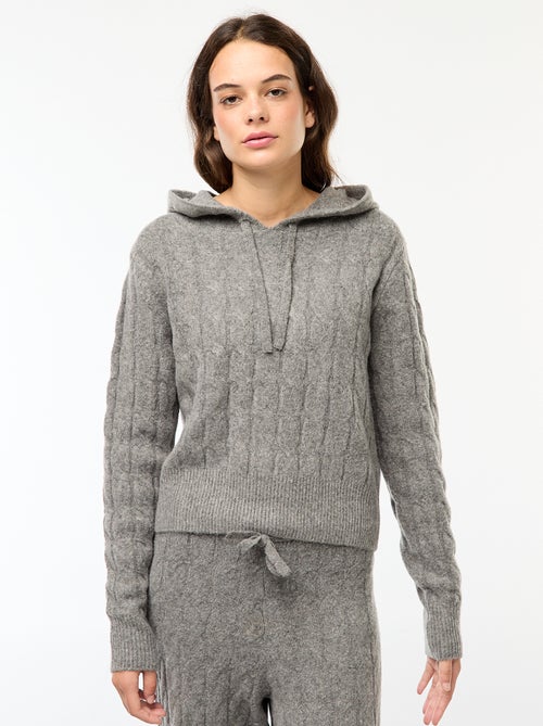 Felpa con cappuccio e trecce - Kiabi